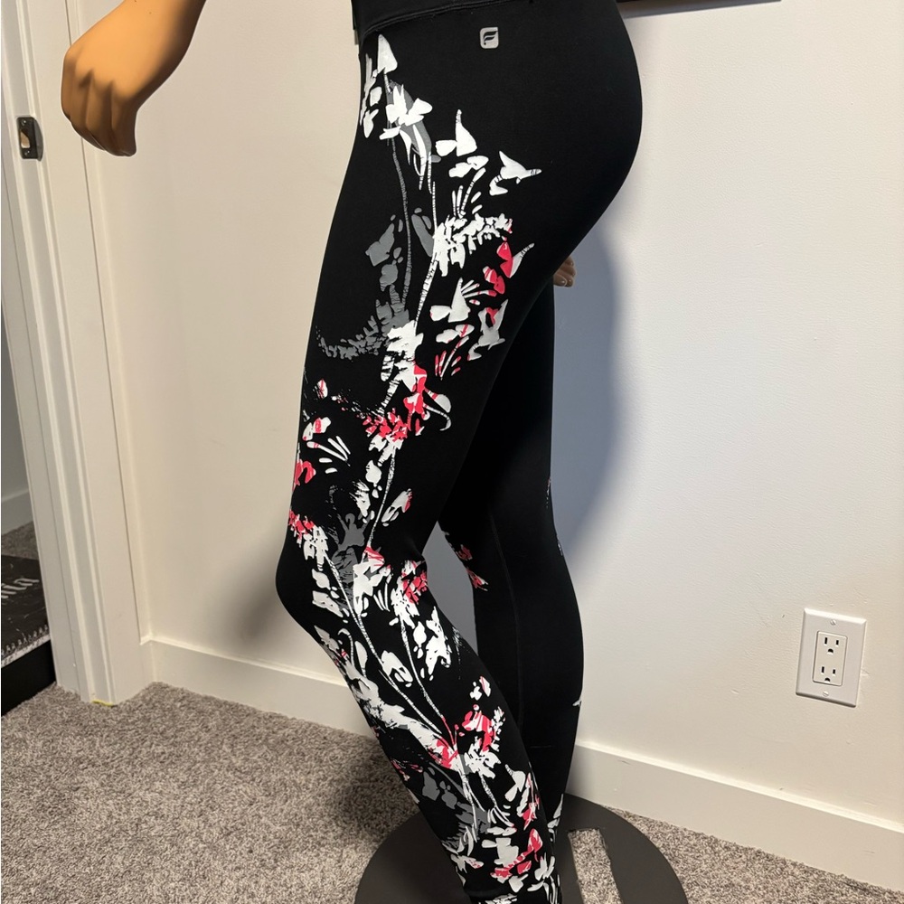 Fabletics - 2 pairs -Black Floral and all Black Sz S Leggings
